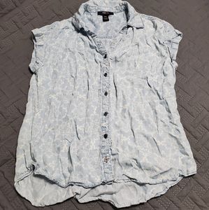 Style & Co Floral Print Denim Shirt